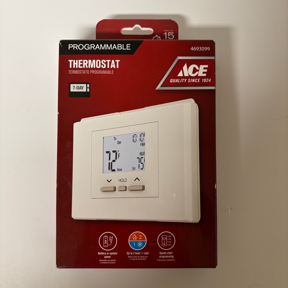 Ace Hardware 7-Day Programmable Thermostat ATX700U White 4693099 Digital LCD‎